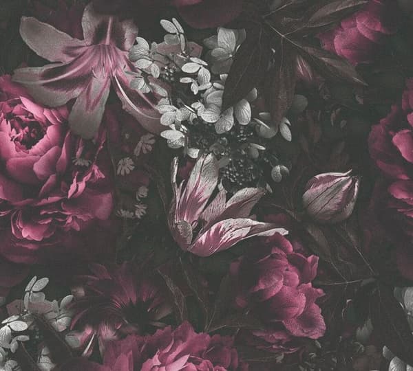 Självhäftande blommigt tapet - lila svart grå blommig tapet - djungeltapet - 0,52 x 2,5m - Tillverkat i Tyskland