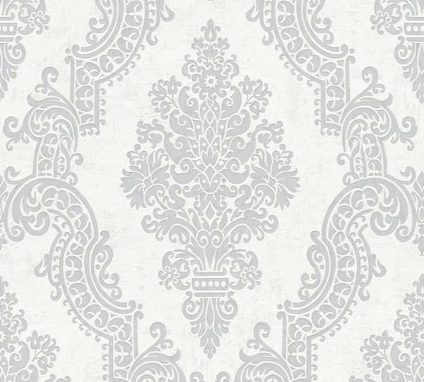 Tapet Alessia Baroque M1-No.11227 Intissé Vit Grå 10.05m x 0.53 m