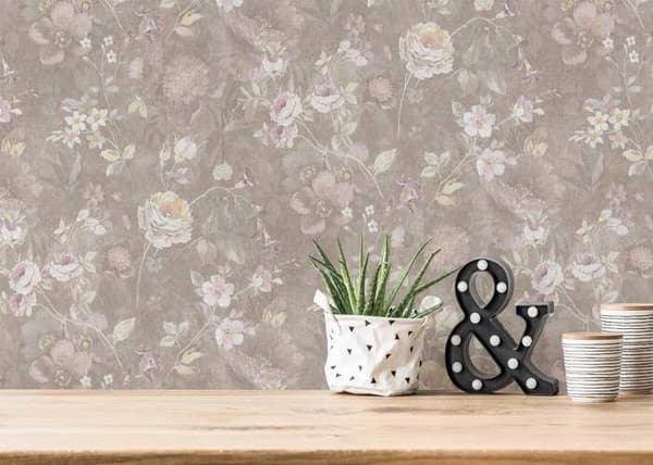 Non-woven tapet från eco Natural Living - A.S. CREATION - naturblommor|vintage|charm - tvättbar och hållbar