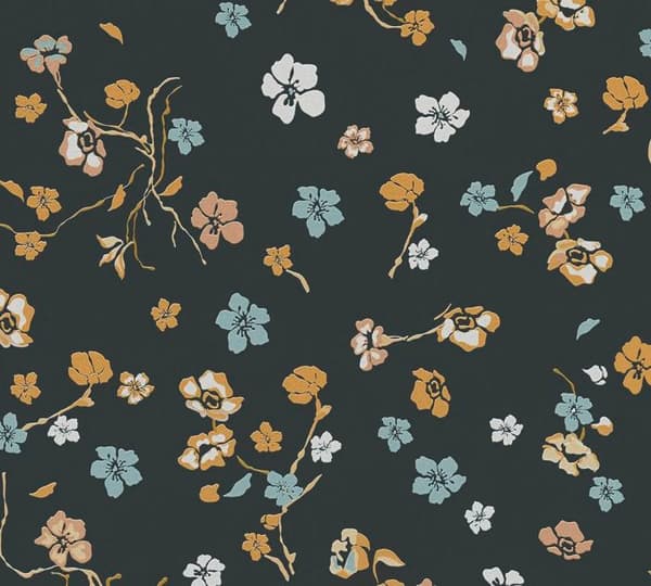 A.S. Creation House of Turnowsky 389071 Non-woven tapet blommor 10.05 x 0.53 m Svart