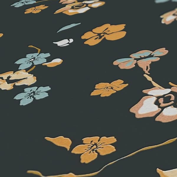 A.S. Creation House of Turnowsky 389071 Non-woven tapet blommor 10.05 x 0.53 m Svart