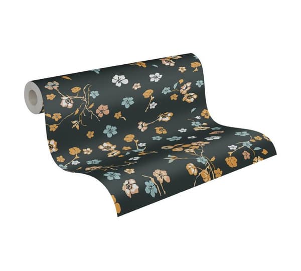 A.S. Creation House of Turnowsky 389071 Non-woven tapet blommor 10.05 x 0.53 m Svart