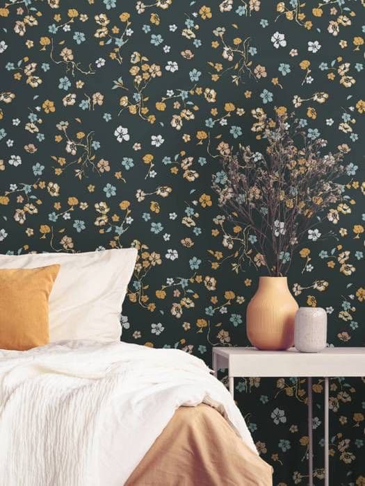 A.S. Creation House of Turnowsky 389071 Non-woven tapet blommor 10.05 x 0.53 m Svart