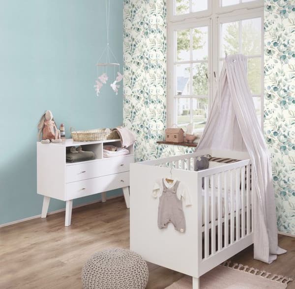 Papper tapet intissé 252880 enfätt tapet uni 53 x 1005 cm Rasch Kids World blå
