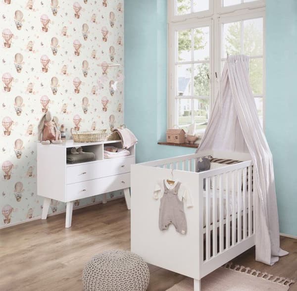 Papper tapet intissé 252880 enfätt tapet uni 53 x 1005 cm Rasch Kids World blå