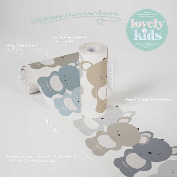 A.S. Création CuteBears blå 403738 tapet barnrum 5 x 1.55 m brun vardagsrum sovrum kontor