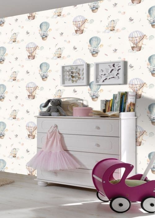 tapet non-woven 300512 tapet barnrum 53 x 1005 cm Rasch Kids World turkos brunt beige