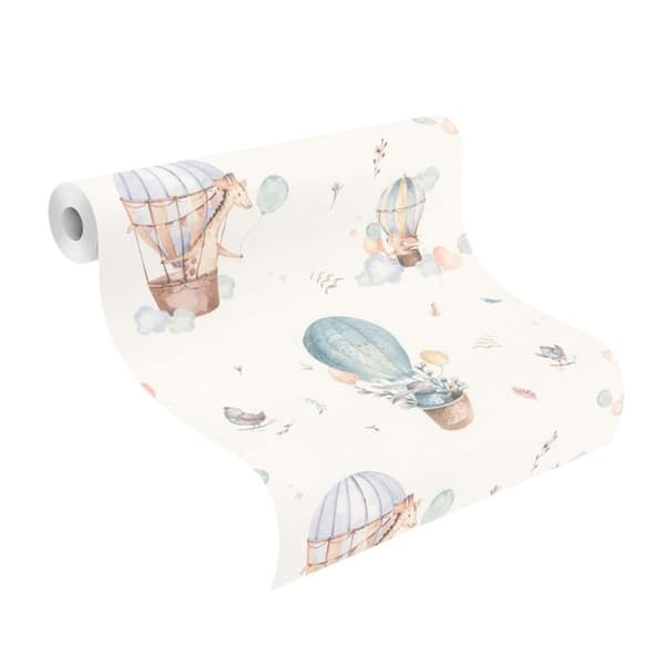 tapet non-woven 300512 tapet barnrum 53 x 1005 cm Rasch Kids World turkos brunt beige