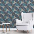 Miniatyrbild 2 av 2: Tapet - Apex - Geometriska mönster - Aqua, marinblå, grå - Matt finish - Non-woven