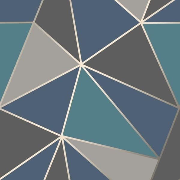Tapet - Apex - Geometriska mönster - Aqua, marinblå, grå - Matt finish - Non-woven