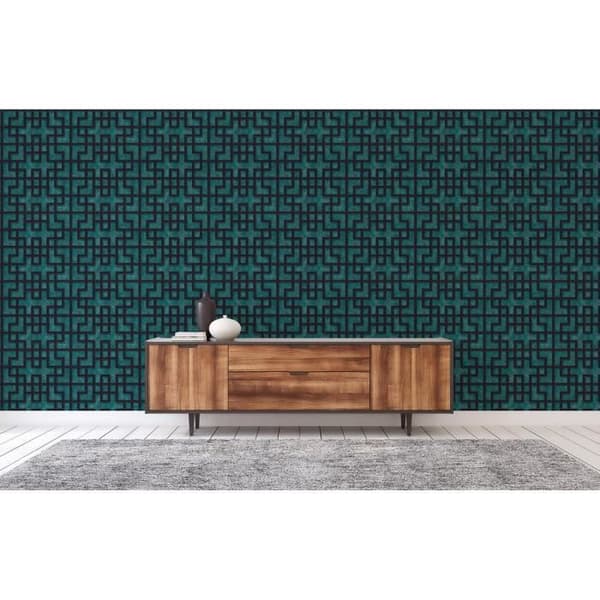 Grafiskt tapet Noan M1-No.3090 | Vinyltapet | Petrol | Svart | Geometrisk | Modern