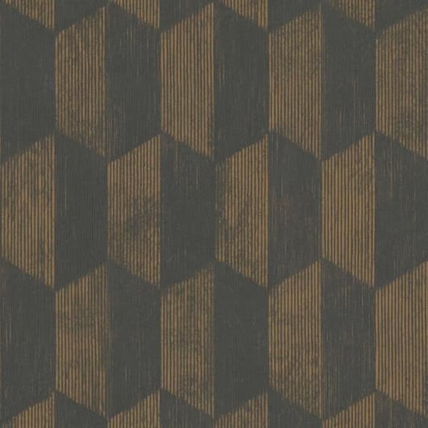 Optisk 3D-tapet Tommaso M1-No.3470 | Non-woven tapet | Svart | Brons | Grafisk | Modern | Geometrisk