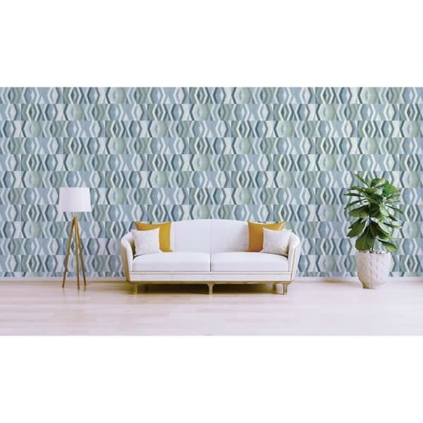 Grafiskt tapet Noan M1-No.470 | Non-woven tapet | Blå | Vit | Geometrisk