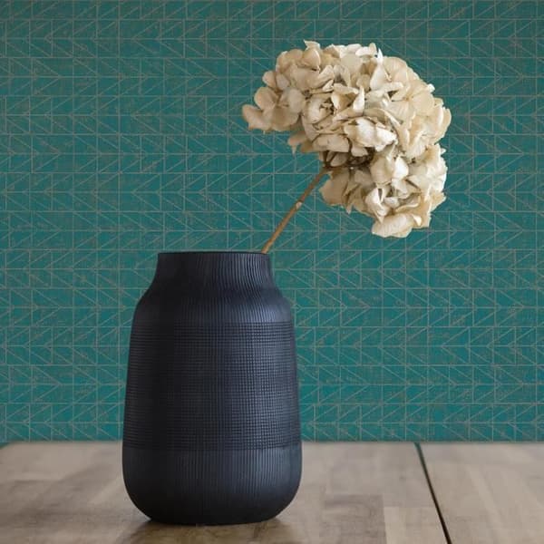 Grafiskt tapet Noan M1-No.2897 | Non-woven tapet | Petrol | Guld | Geometrisk | Modern