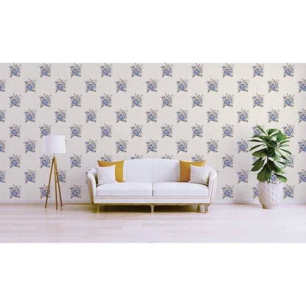 Tapet blommor Pino M1-No.2932 | Non-woven tapet | Blå | Kräm | Blommig | Klassisk