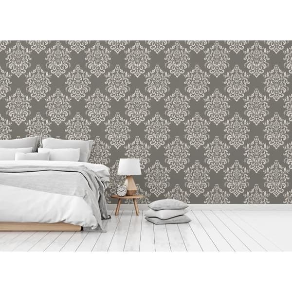 Barocktapet Raffaele M1-No.2454 | Non-woven tapet | Grå | Silver | Ornament | Klassisk