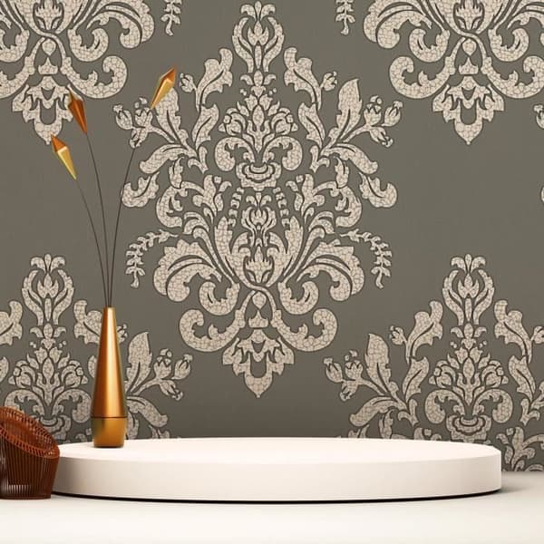 Barocktapet Raffaele M1-No.2454 | Non-woven tapet | Grå | Silver | Ornament | Klassisk