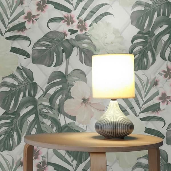 Tapet Skog och löv Ginevra M1-No.217 | Non-woven tapet | Grön | Crème | Designer tapet | Blommig