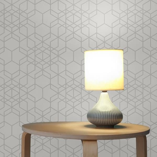 Grafiskt tapet Roberto M1-No.2566 | Non-woven tapet | Vit | Silver | Geometrisk | Modern