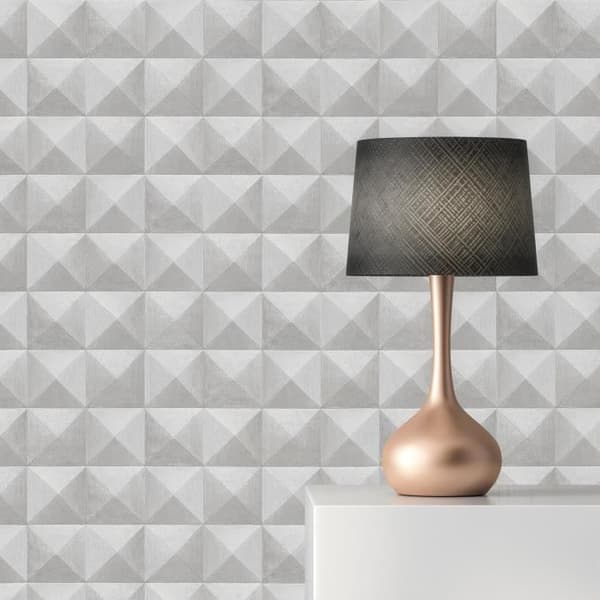 Grafiskt tapet Roberto M1-No.2660 | Non-woven tapet | Grå | Geometrisk | Optisk 3D | Grafisk