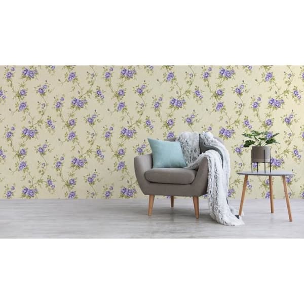 Tapet blommor Pino M1-Nej.2940 | Non-woven tapet | Lila | Grön | Blommig | Klassisk