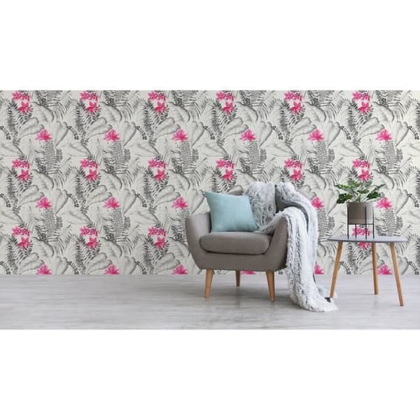 Tapet blommor Valentin M1-No.2978 | Non-woven tapet | Grå | Rosa | Blommig | Natur