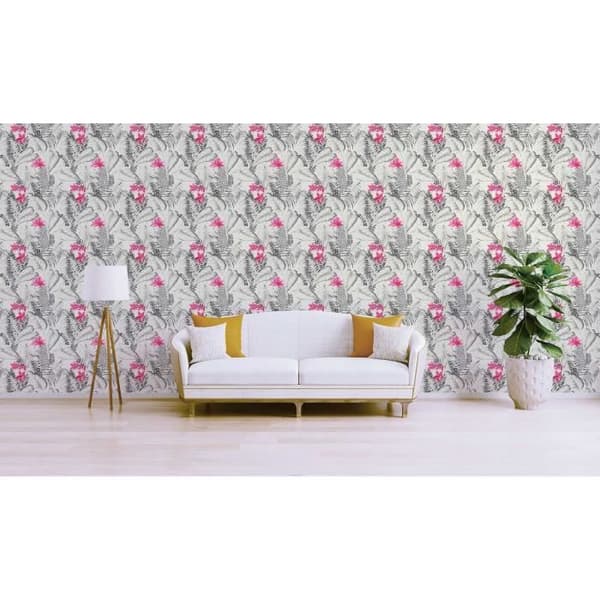 Tapet blommor Valentin M1-No.2978 | Non-woven tapet | Grå | Rosa | Blommig | Natur