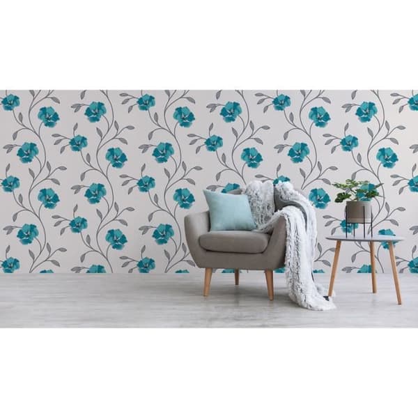 Tapet blommor Florentin M1-No.2082 | Tapet | Blå | Grå | Blommig