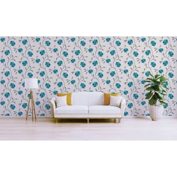 Tapet blommor Florentin M1-No.2082 | Tapet | Blå | Grå | Blommig