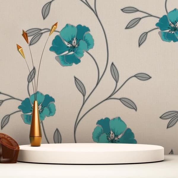 Tapet blommor Florentin M1-No.2082 | Tapet | Blå | Grå | Blommig