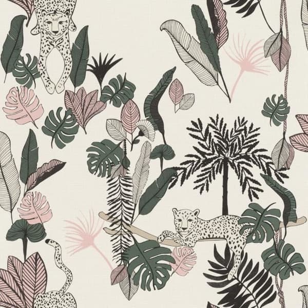 Rasch 540338 Club Botanique Non-vävt tapet Leopardmönster Rosa