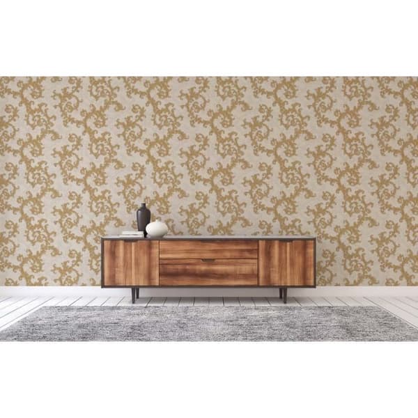 Barocktapet Jacopo M1-No.921 | Non-woven tapet | Guld | Grå | Designer tapet
