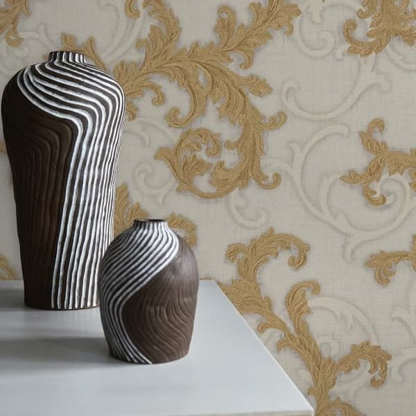 Barocktapet Jacopo M1-No.921 | Non-woven tapet | Guld | Grå | Designer tapet