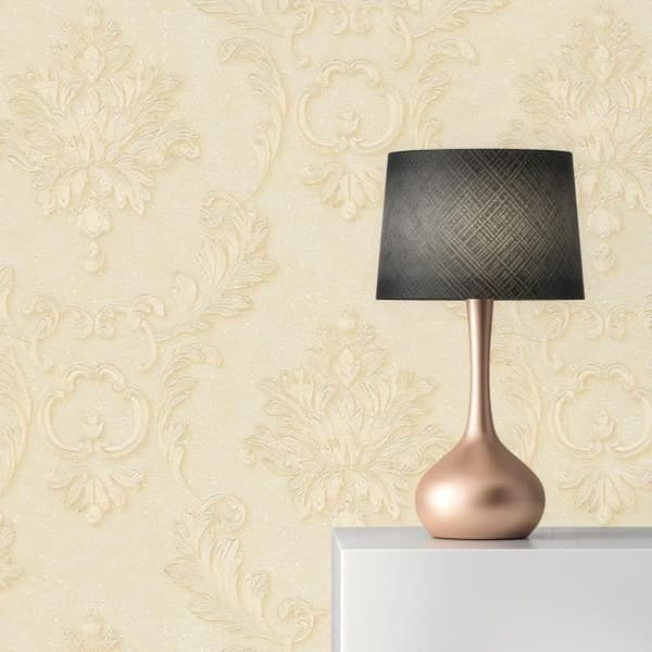 Barocktapet Jacopo M1-No.2292 | Non-woven tapet | Kräm | Guld | Ornament | Klassisk