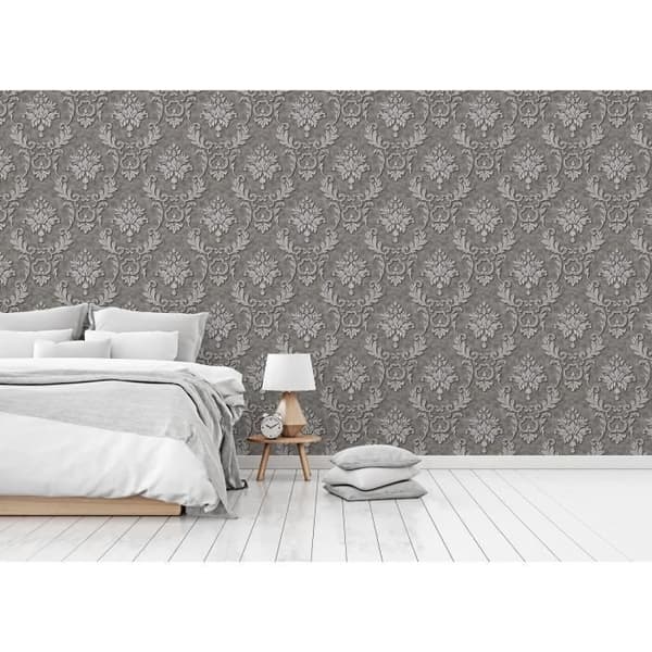Barocktapet Jacopo M1-No.2293 | Non-woven tapet | Silver | Grå | Ornament | Klassisk