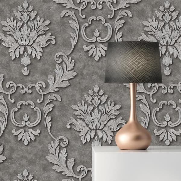 Barocktapet Jacopo M1-No.2293 | Non-woven tapet | Silver | Grå | Ornament | Klassisk