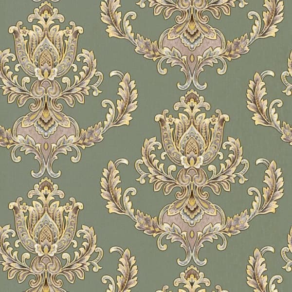 Barocktapet Samuel M1-No.2424 | Non-vävt tapet | Grön | Guld | Ornament | Klassisk