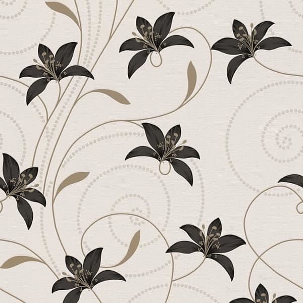 Tapet blommor Juliano M1-No.3812 | Tapet | Svart | Guld | Blommig | Klassisk