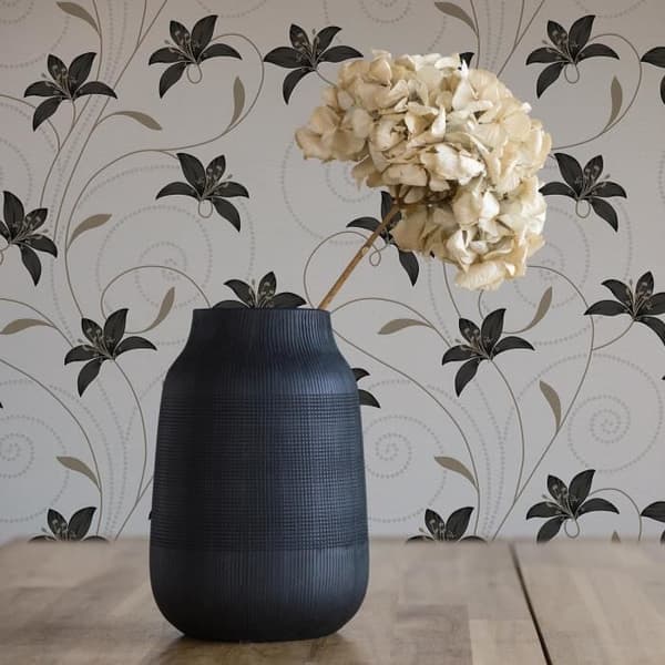 Tapet blommor Juliano M1-No.3812 | Tapet | Svart | Guld | Blommig | Klassisk