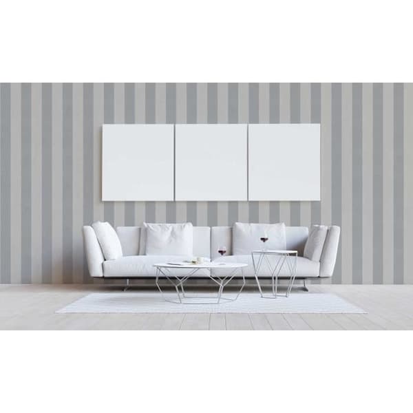 Tapet randig Romeo M1-No.1991 | Non-woven tapet | Grå | Randigt tapet | Creme