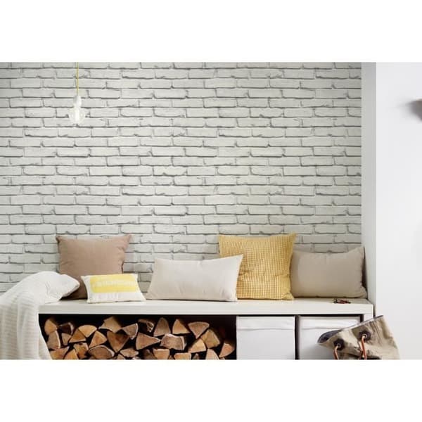 Vit väggpapper i gråvit sten 358562 10,05 x 0,53 meter | Vackra väggar | non-woven tapet med stenutseende