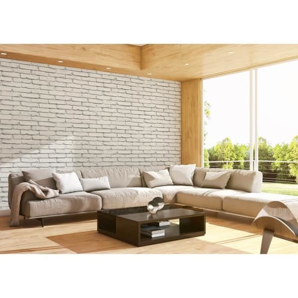 Vit väggpapper i gråvit sten 358562 10,05 x 0,53 meter | Vackra väggar | non-woven tapet med stenutseende