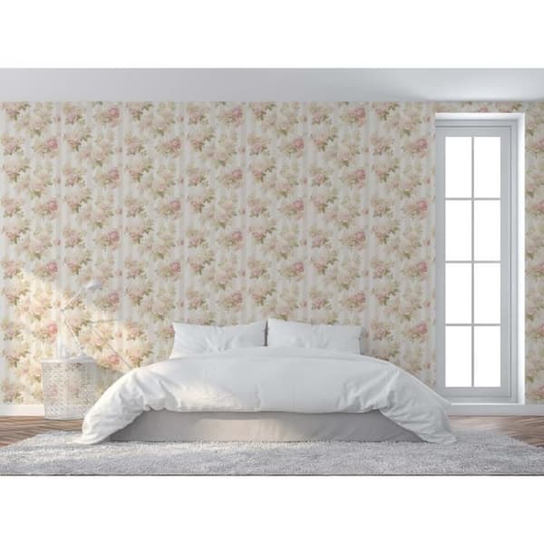 Tapet lantgård Pino M1-No.32 | Non-woven tapet | Grädde | Rosa | Blommigt tapet | Blommig
