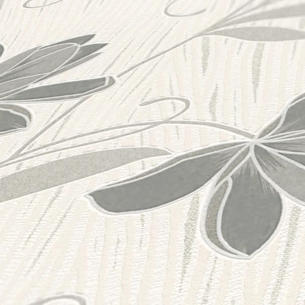 Tapet blommor Lenni M1-No.3739 | Tapet | Grå | Vit | Blommig | Klassisk