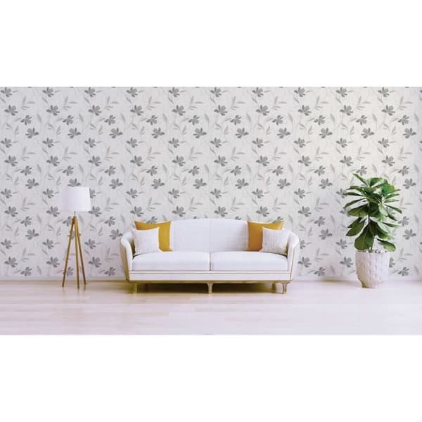 Tapet blommor Lenni M1-No.3739 | Tapet | Grå | Vit | Blommig | Klassisk