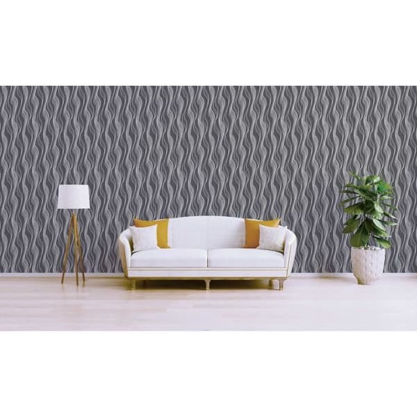 Papper med ränder Pepe M1-No.2879 | Non-woven tapet | Antracit | Geometrisk | Randig tapet