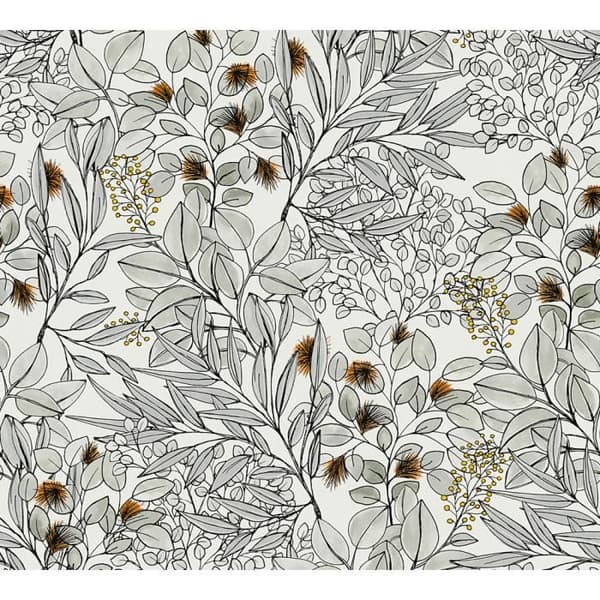 Tapet blommor Lenni M1-No.1479 | Non-woven tapet | Grå | Orange | Blommig | Natur