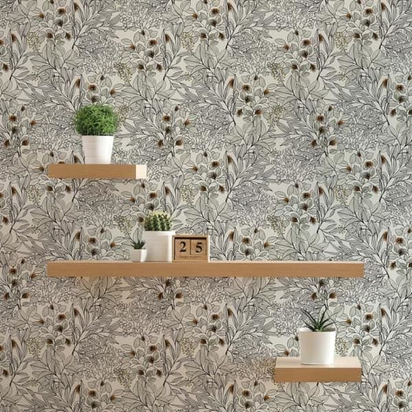 Tapet blommor Lenni M1-No.1479 | Non-woven tapet | Grå | Orange | Blommig | Natur