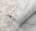 Miniatyrbild 3 av 5: Texturerat vinyltapet marmor-effekt Mystic Magic Elle Decoration Ljusgrå / Guld 10447-31