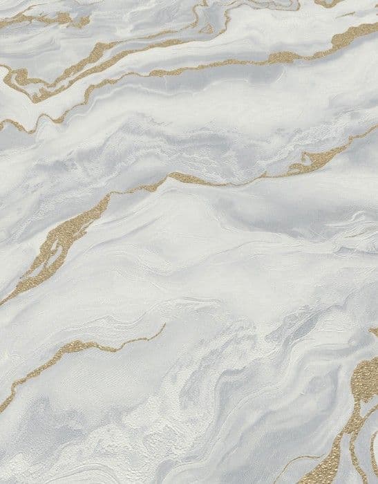 Texturerat vinyltapet marmor-effekt Mystic Magic Elle Decoration Ljusgrå / Guld 10447-31